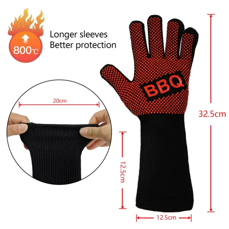 1 Pair High Temperature Resistant Silicone BBQ Gloves  Anti-Scalding Gloves(Fish Bone Red)