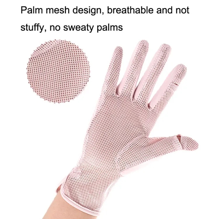 1pair Summer Sunscreen Breathable Thin Anti-ultraviolet Finger Fishing Ice Silk Gloves Free Size(Sky Blue)