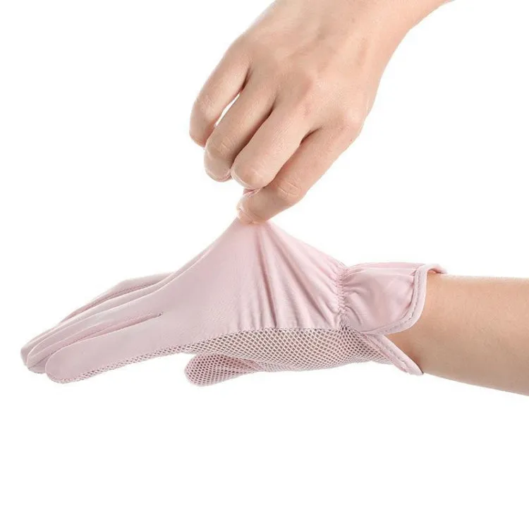 1pair Summer Sunscreen Breathable Thin Anti-ultraviolet Finger Fishing Ice Silk Gloves Free Size(Smoke Gray)