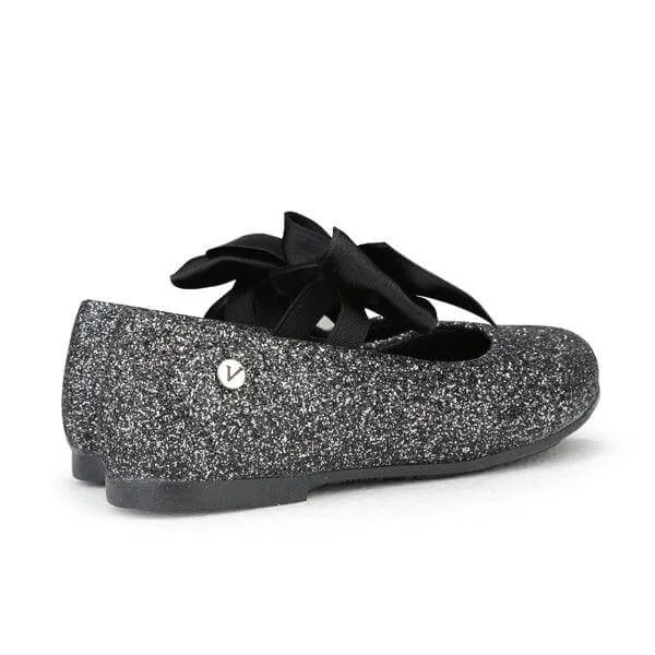 BABY GIRLS BLACK GLITTERY FORMAL SHOES