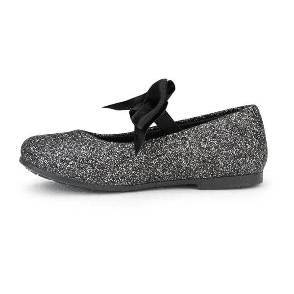 BABY GIRLS BLACK GLITTERY FORMAL SHOES