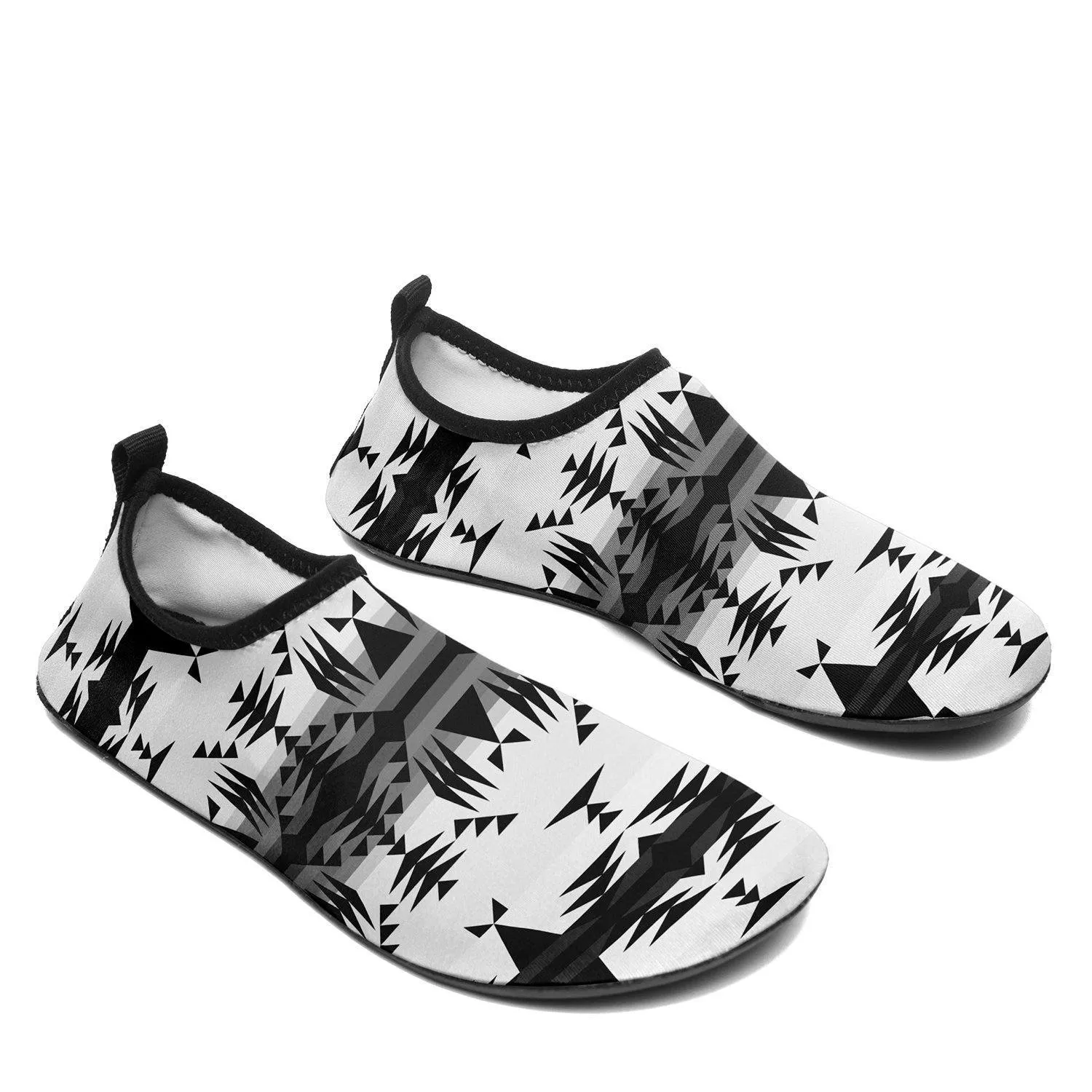 Between the Mountains White and Black Sockamoccs Kid's Sockamoccs Slip On Shoes