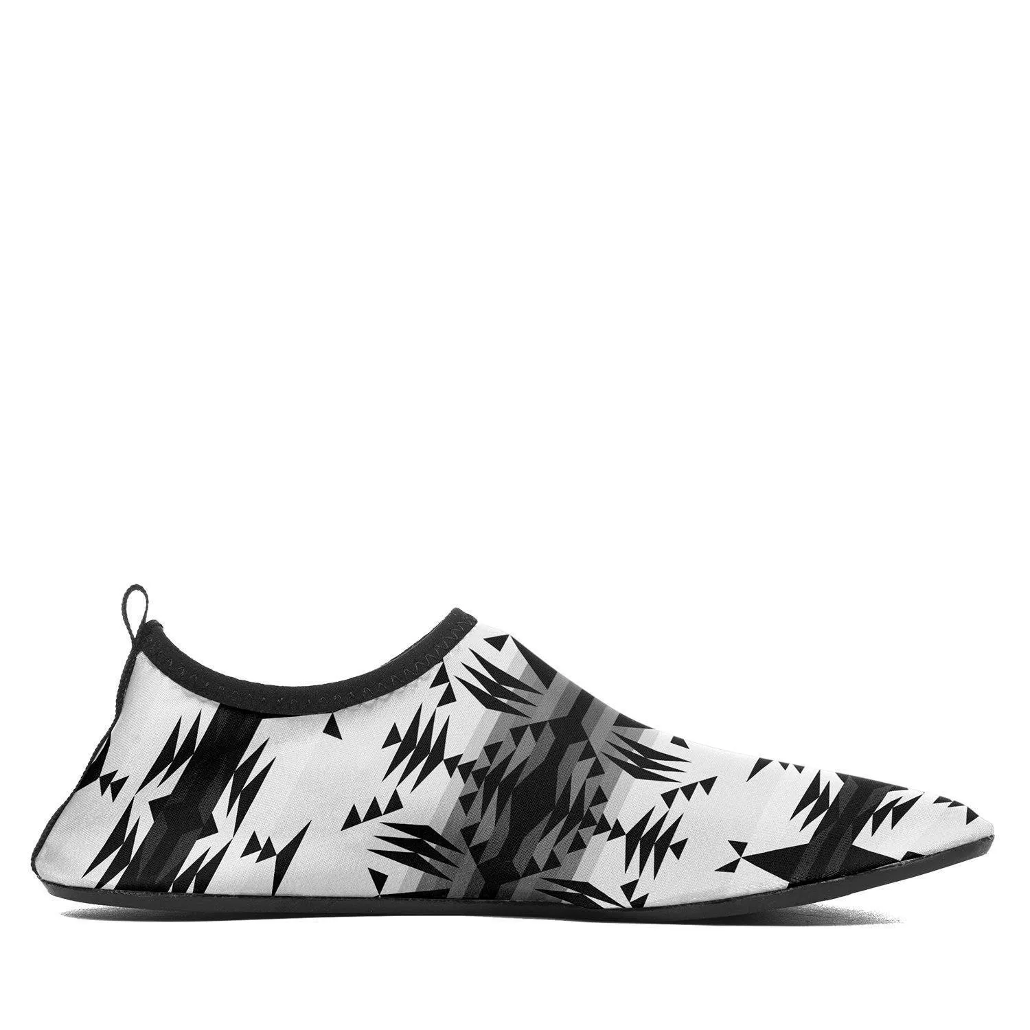 Between the Mountains White and Black Sockamoccs Kid's Sockamoccs Slip On Shoes