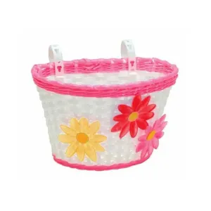 Bikes Up Kids Front Basket with Flowers - White / Pink