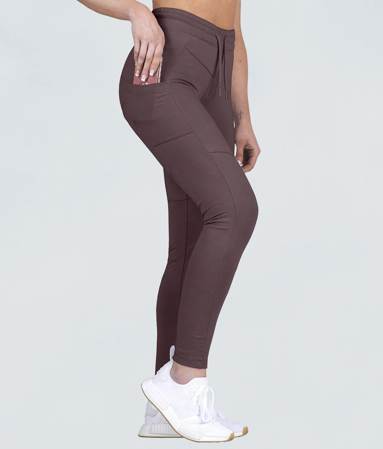 Born Tough Contoured Ash Brown Athletic Tracksuit Jogger Leggings for Women