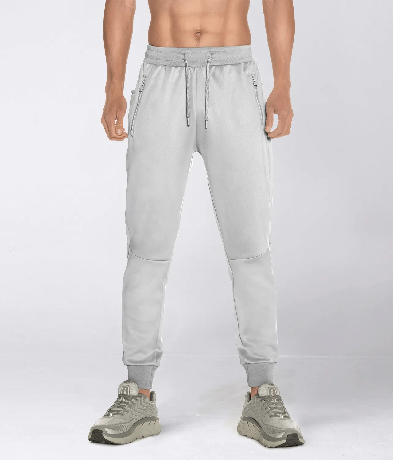 Born Tough Momentum Zipper Athletic Jogger Pants For Men Grey