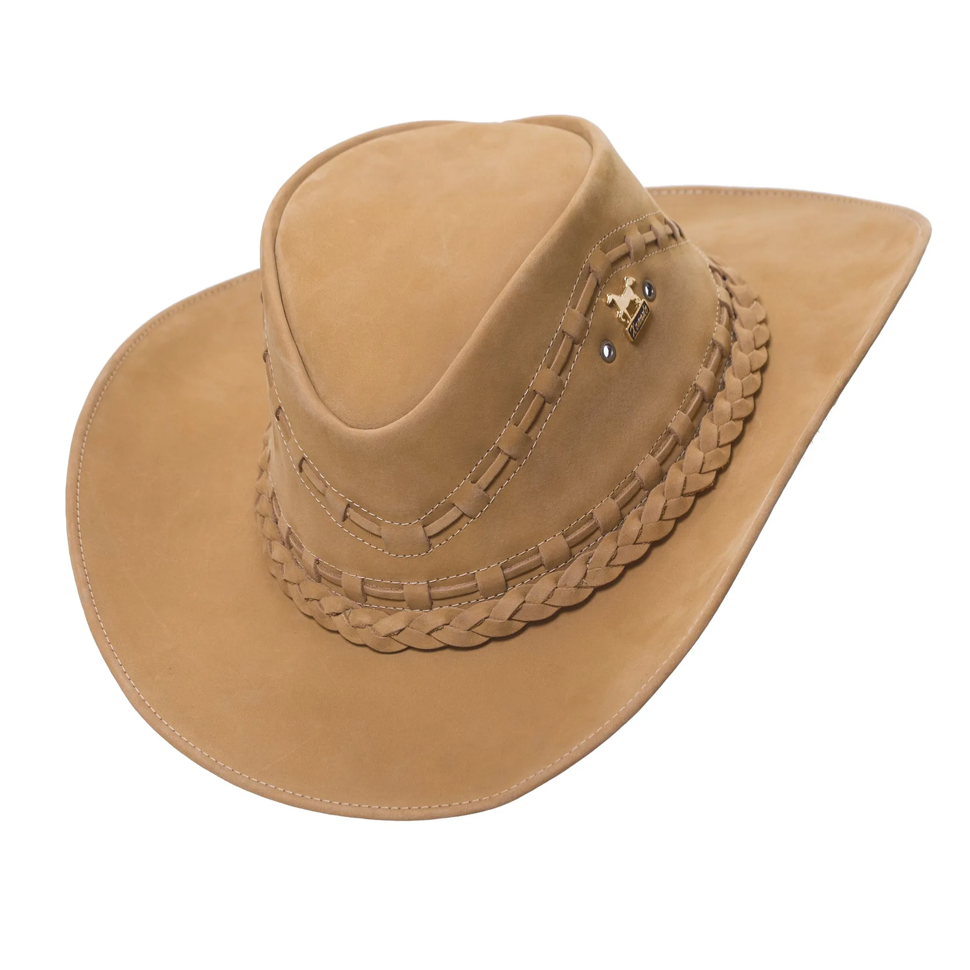 Brunello's Western Leather Hat in Desert Brown