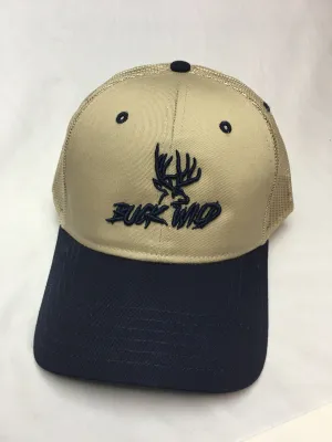 Buck Wild Navy Blue Logo With Beige Hat