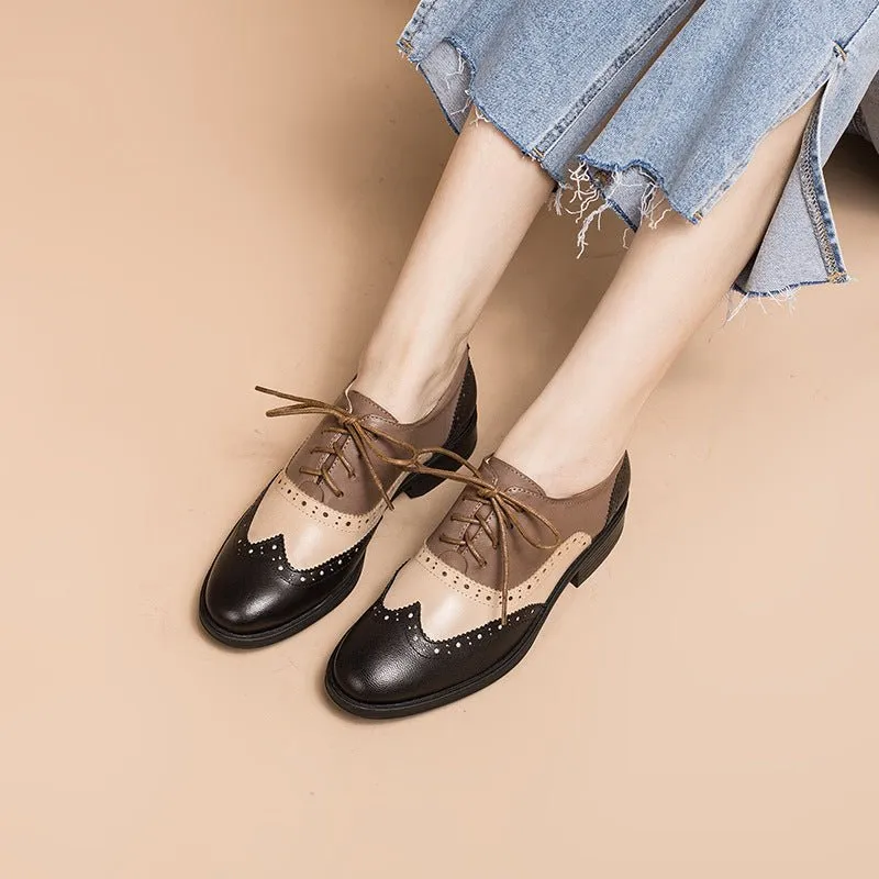 Chic Vintage Platform Lace-up Oxford Casual Shoes