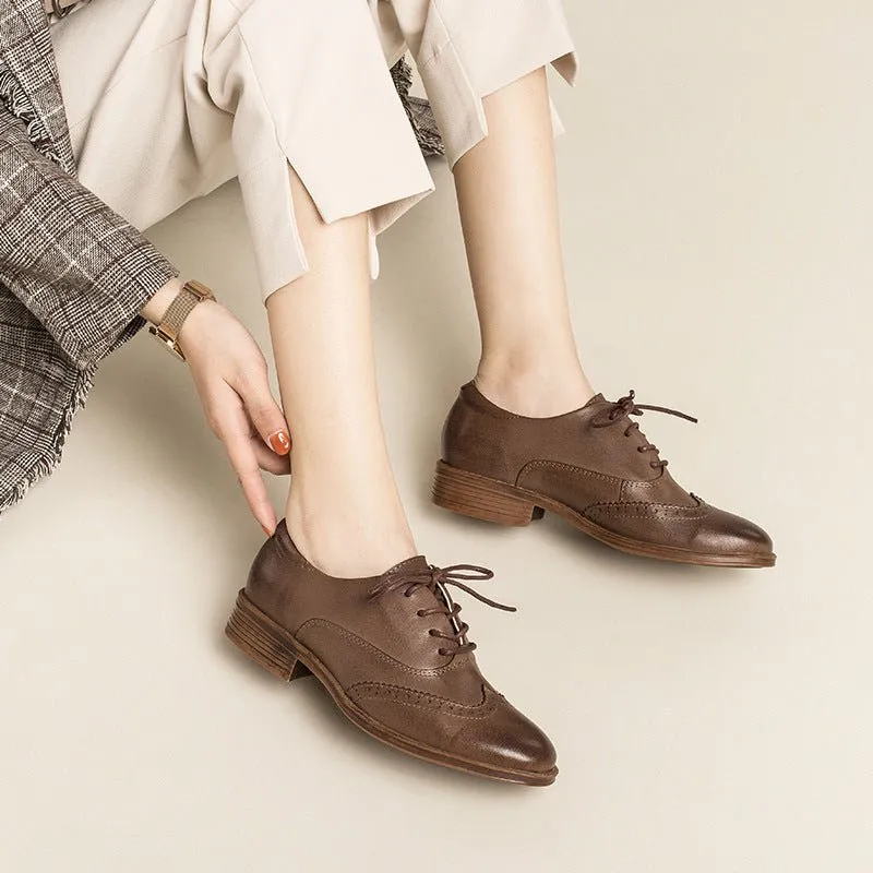 Chic Vintage Platform Lace-up Oxford Casual Shoes