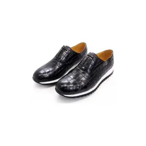 CrocLuxe Embossed Leather Lace-up Shoes