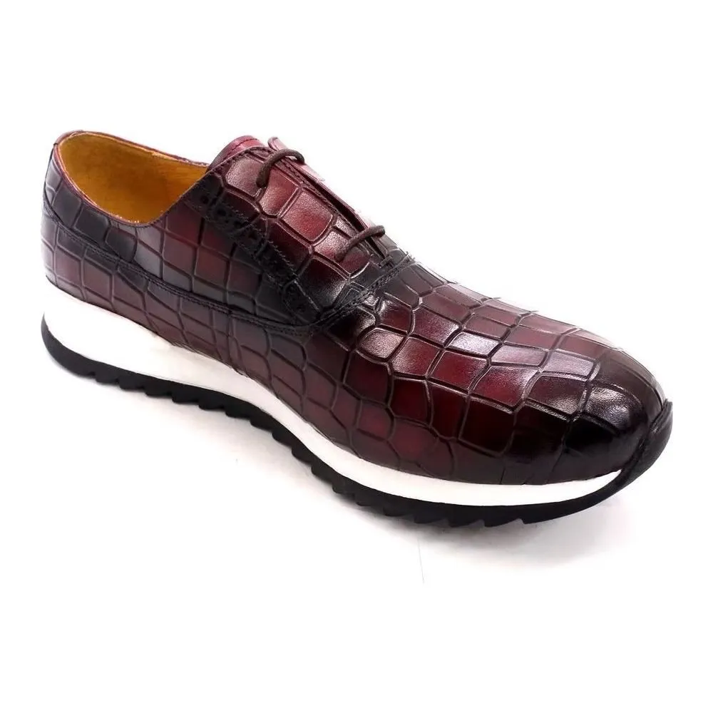 CrocLuxe Embossed Leather Lace-up Shoes