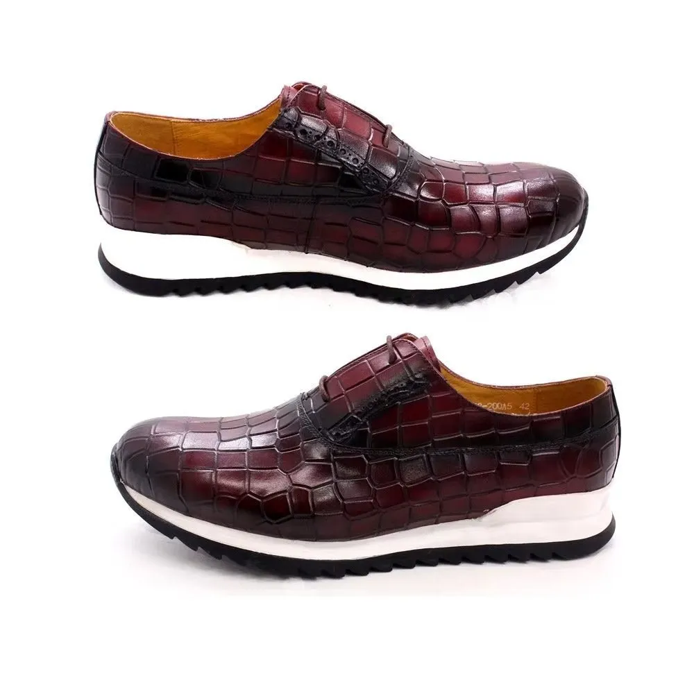 CrocLuxe Embossed Leather Lace-up Shoes