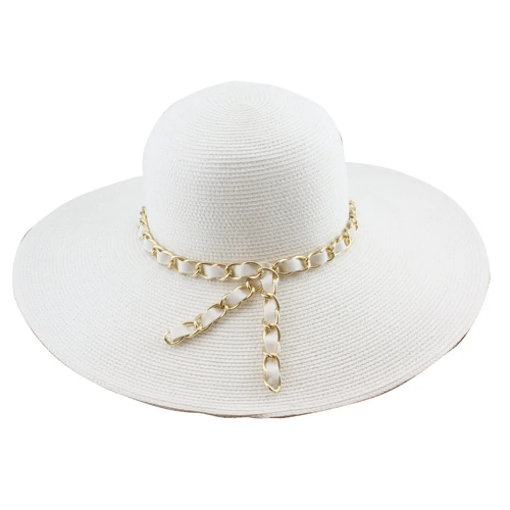 CS-999 LADIES HAT WITH MATCHING COLOR CHAIN - Beige, Black, White