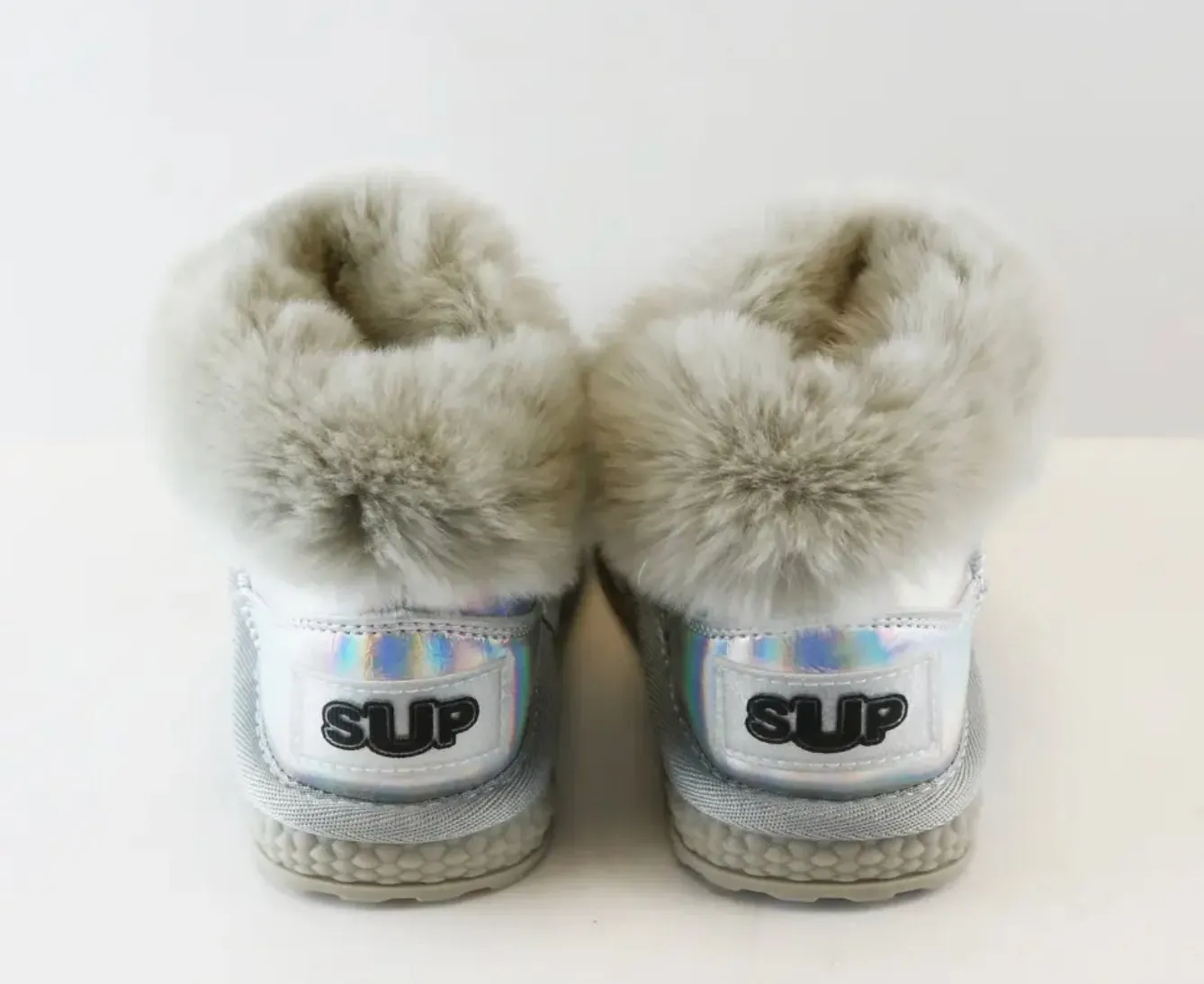 Doe a Dear SILVER Rhinestone & Pearl Furry Toddler Girls Boots