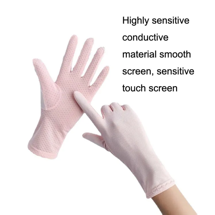 Free Code Summer Sunscreen Anti-ultraviolet Ice Silk Thin Gloves(Pink)