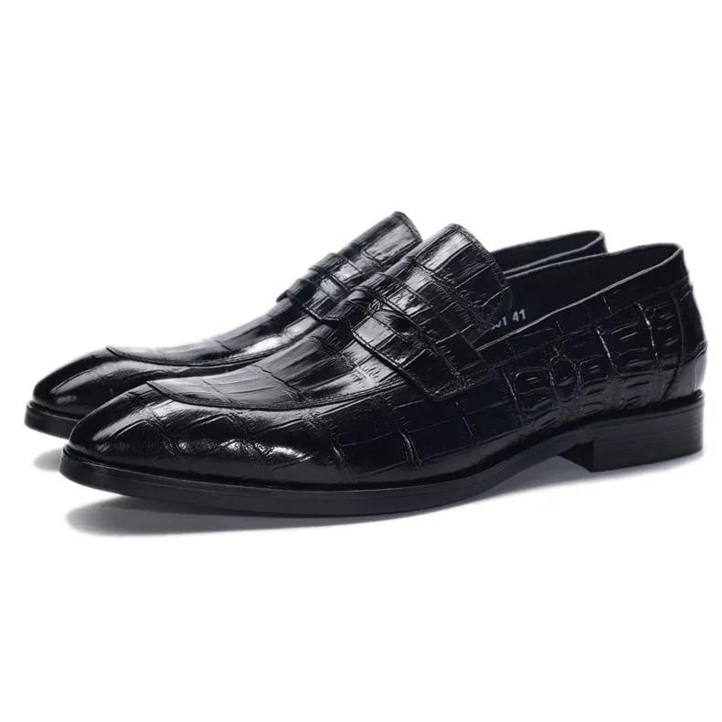 GatorLuxe Exotic Texture Slip-on Brogue Shoes