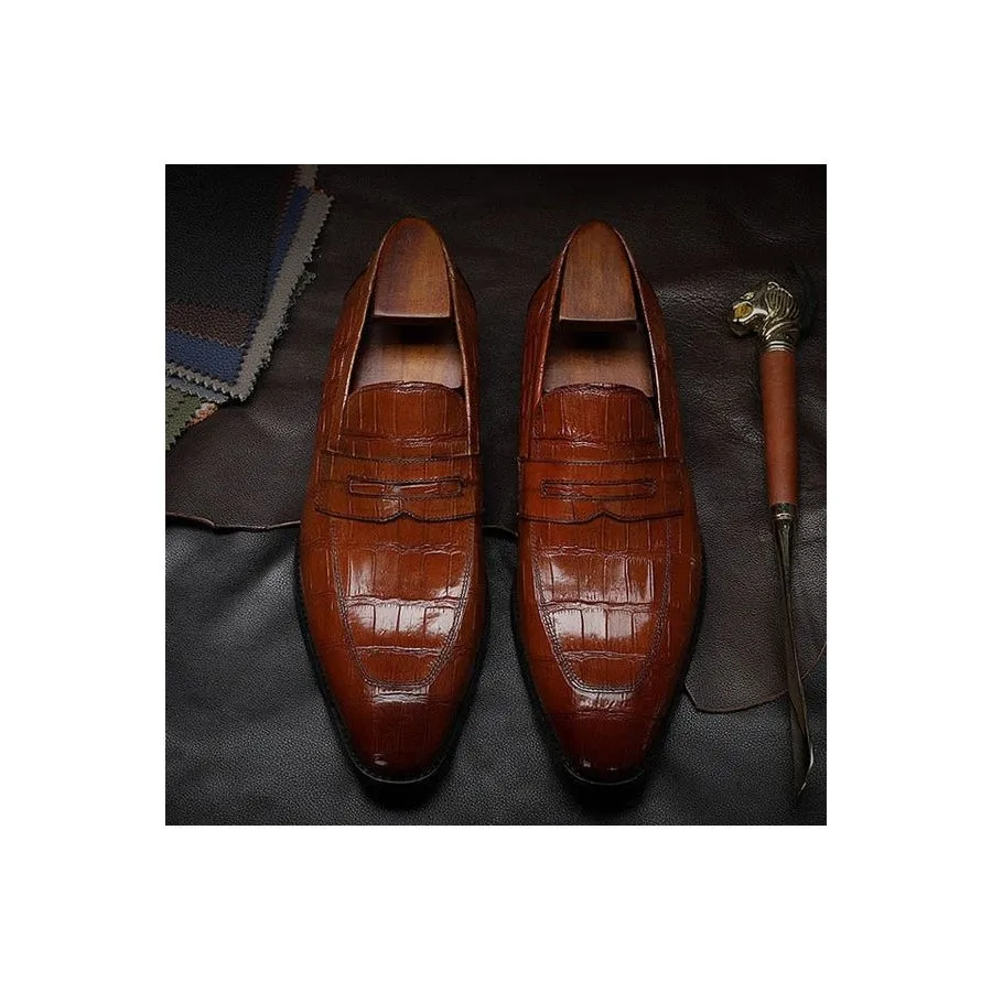 GatorLuxe Exotic Texture Slip-on Brogue Shoes