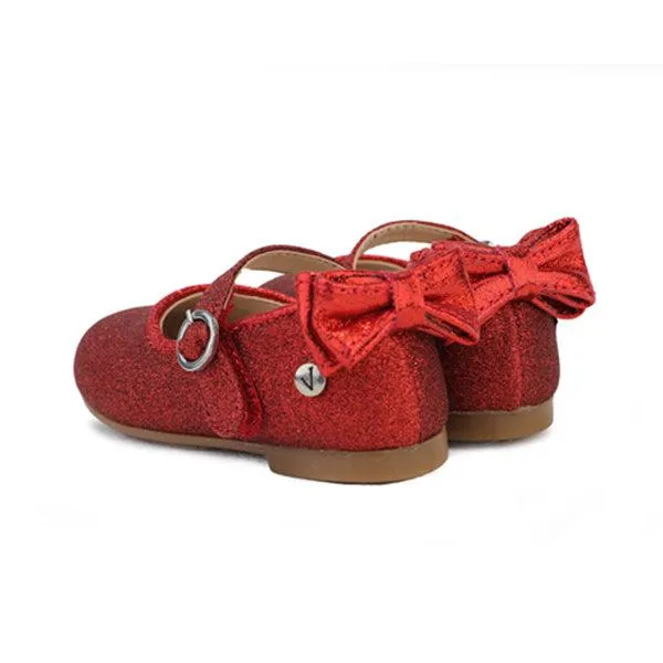 GIRLS RED GLITTERY FORMAL SHOES