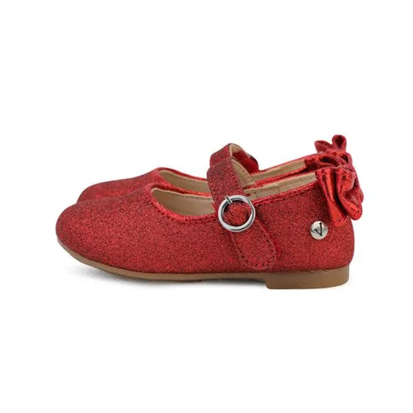 GIRLS RED GLITTERY FORMAL SHOES