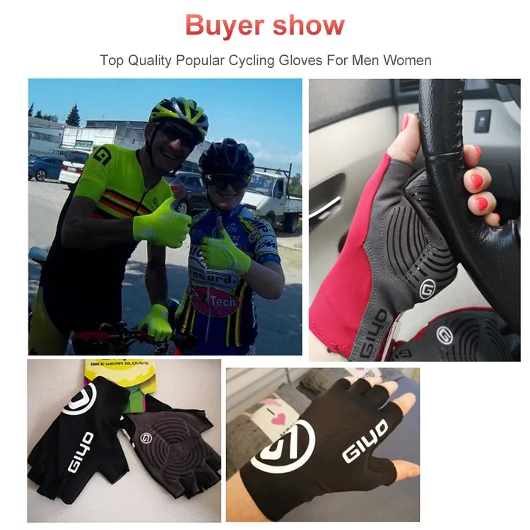 GIYO Outdoor Half-Finger Gloves Mountain Road Bike Cycling Gloves, Size: L(Black)