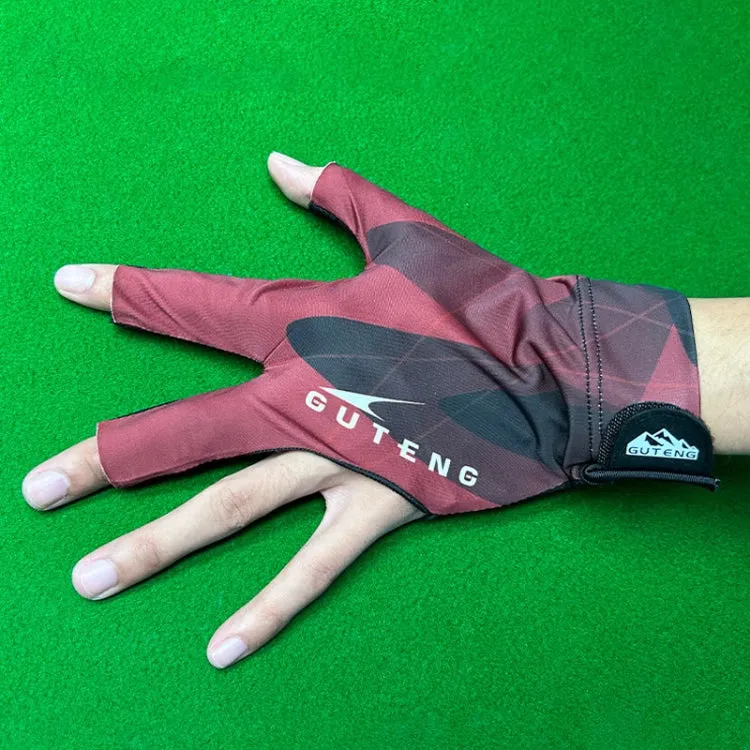 GUTENG Three Finger Thin Breathable Wear-Resistant Non-Slip Snooker Billiard Gloves, Style: Right Thumb Half Finger (Printed Black)