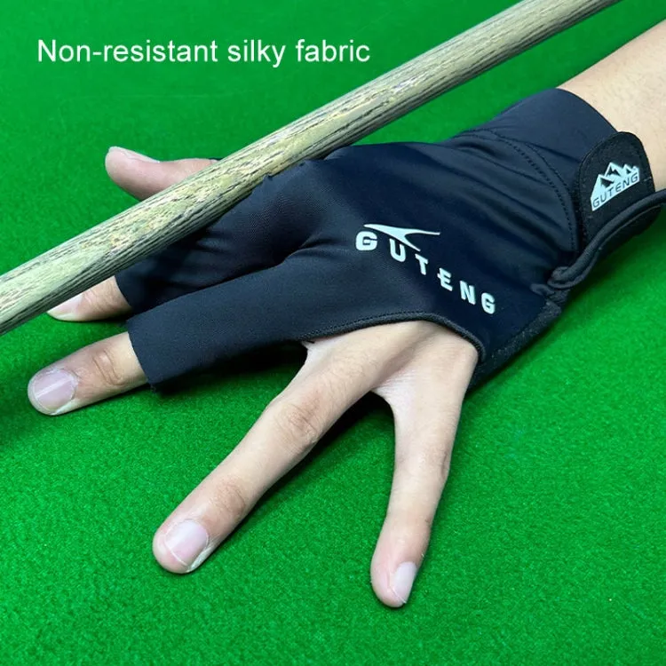 GUTENG Three Finger Thin Breathable Wear-Resistant Non-Slip Snooker Billiard Gloves, Style: Right Thumb Half Finger (Printed Black)