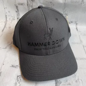 Hammer Down "Black DTH Deer" Flex Fit Hat - Charcoal with Woven Patch