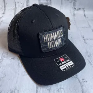 Hammer Down "Simple Black Duck Camo" Hat - Black with Woven Patch