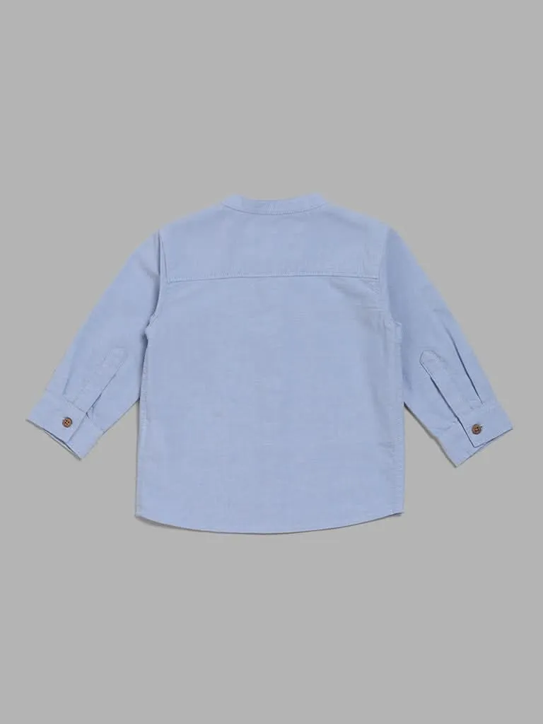 HOP Baby Pastel Blue Embroidered Shirt