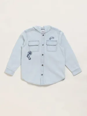 HOP Kids Blue Denim Hoodie Shirt