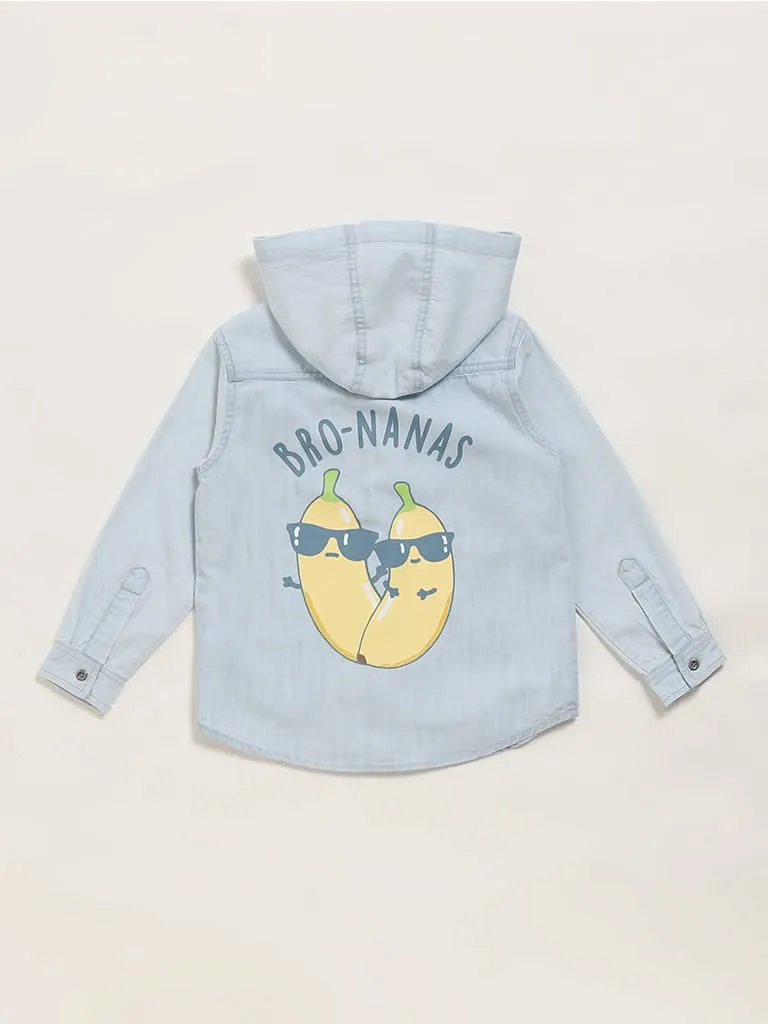 HOP Kids Blue Denim Hoodie Shirt