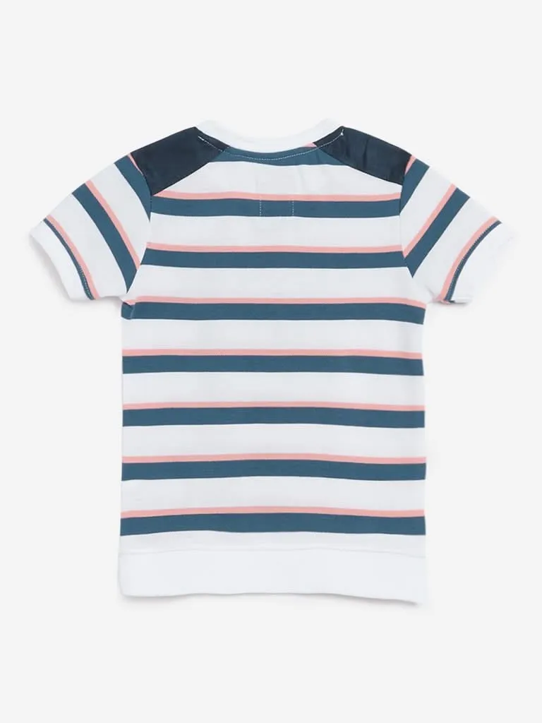 HOP Kids Blue Printed Pure-Cotton T-Shirts