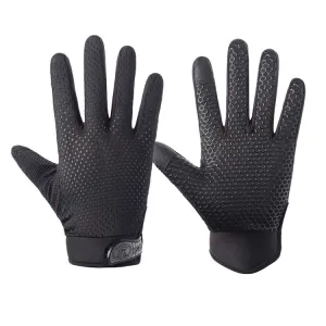 HSLEJP Outdoor Sports Breathable Touch Screen Antiskid Cycling Full Finger Gloves, Size: L(Black)