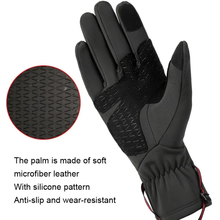 HUNTRANGE A037 Plus Velvet Sports Windproof Waterproof Touch Screen Riding Gloves, Size: L(Black)