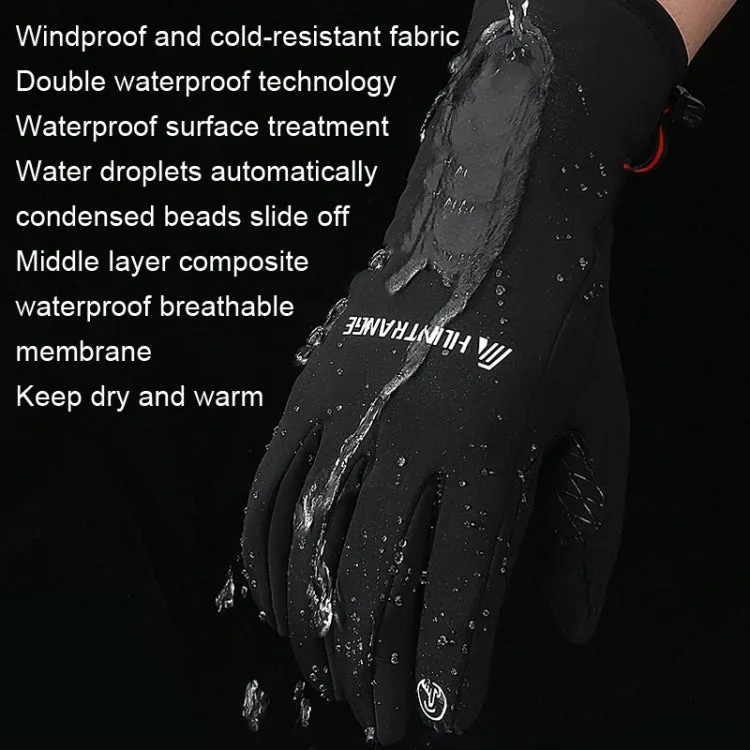 HUNTRANGE A037 Plus Velvet Sports Windproof Waterproof Touch Screen Riding Gloves, Size: L(Black)