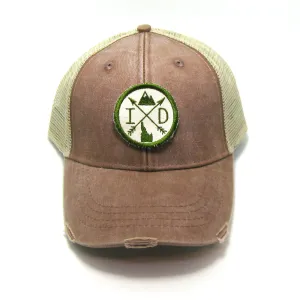 Idaho Hat - Distressed Snapback Trucker Hat - Idaho Arrow Compass