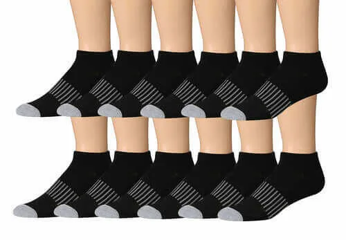 James Fiallo Men's 12-Pairs Performance Low Cut Athletic Sport Socks