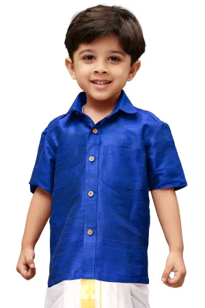 Jashvi Boys  Royal Blue Opaque Ethnic Shirt