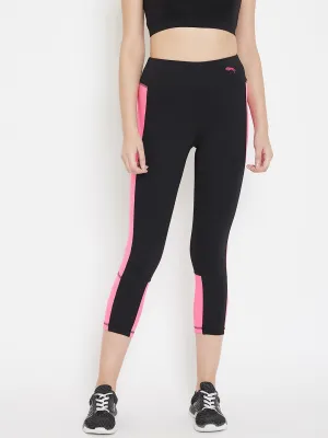 JUMP USA Women Black & Pink Active Wear Tights