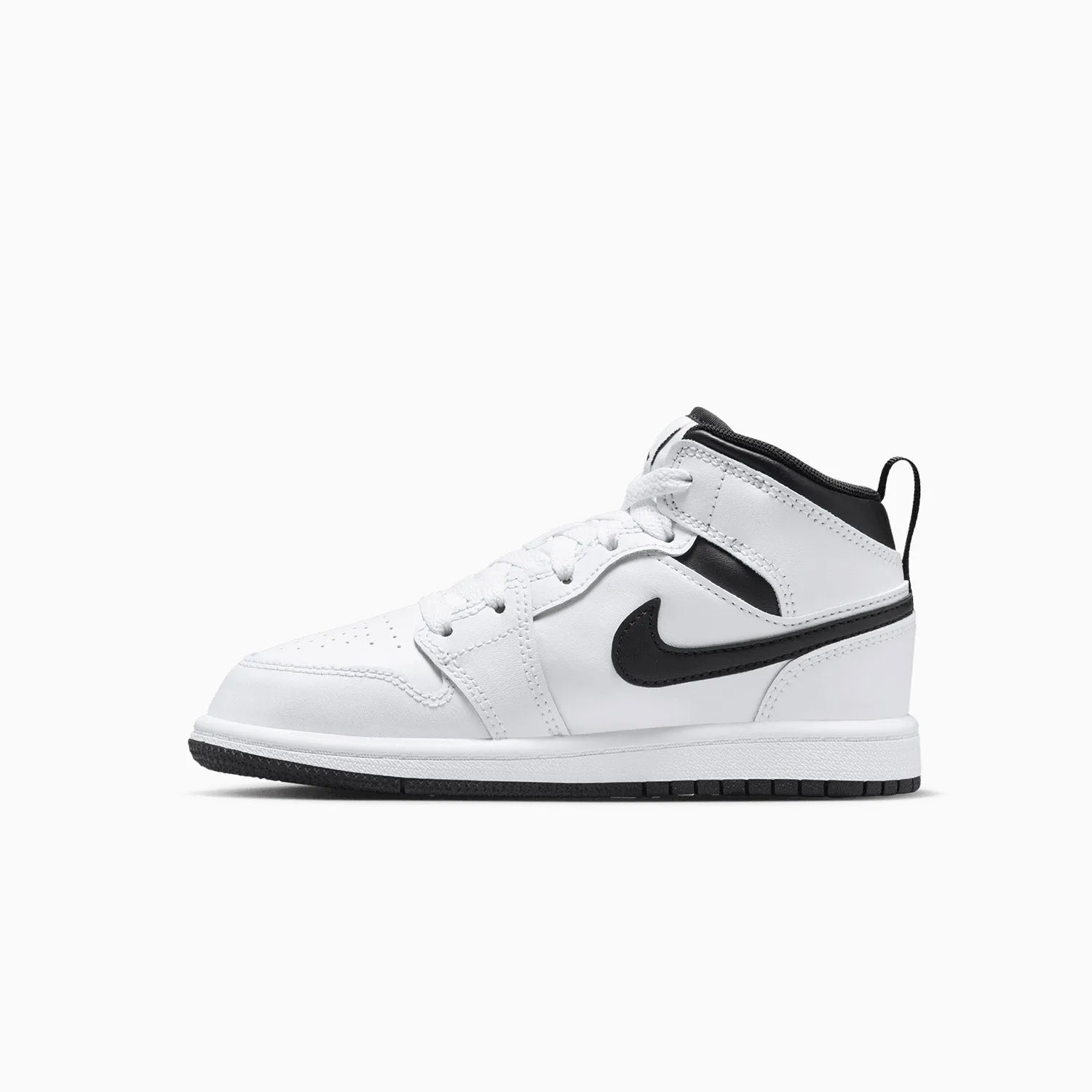 Kid's Air Jordan 1 Mid "White Black" Pre School