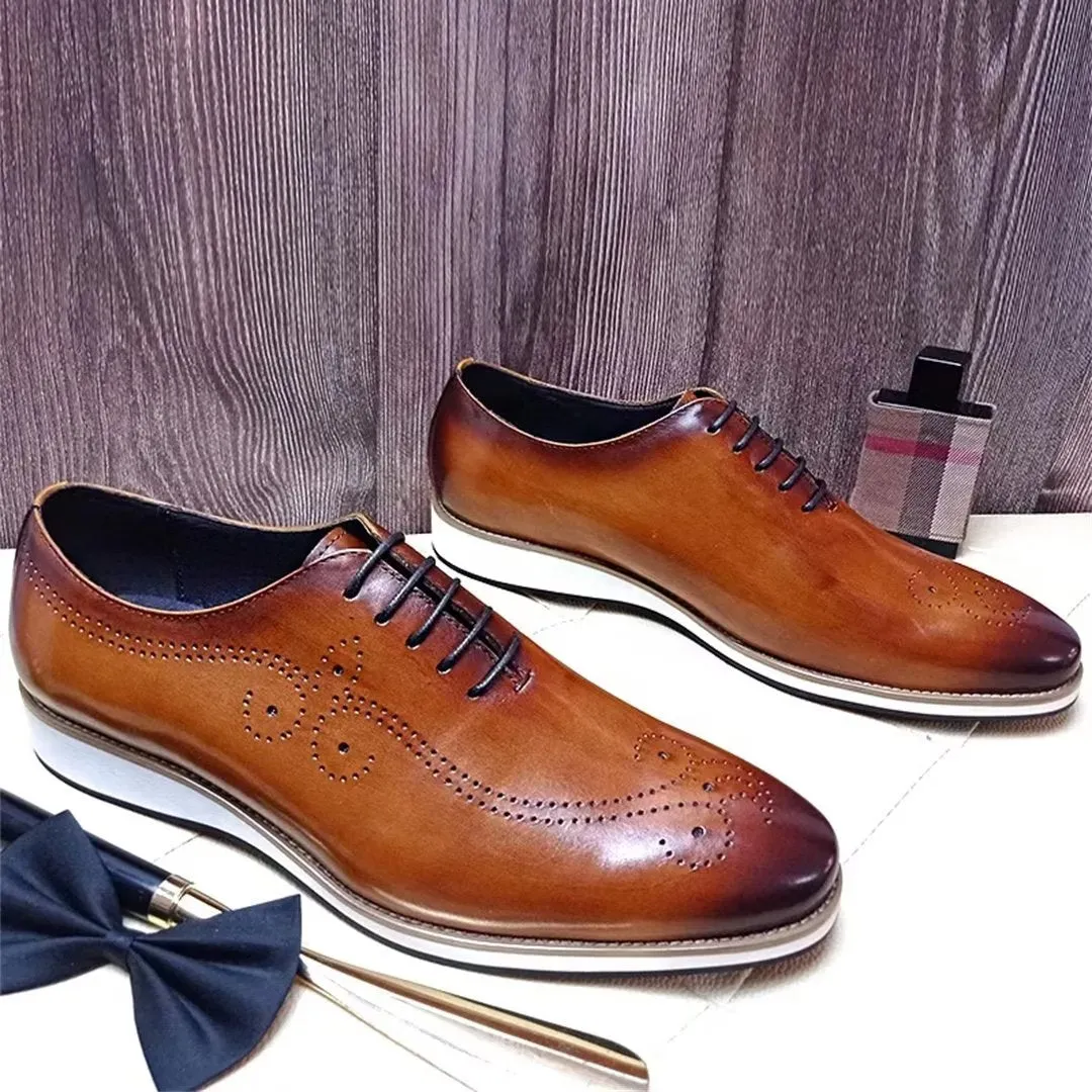 LeatherLux Square Toe Genuine Leather Casual Shoes