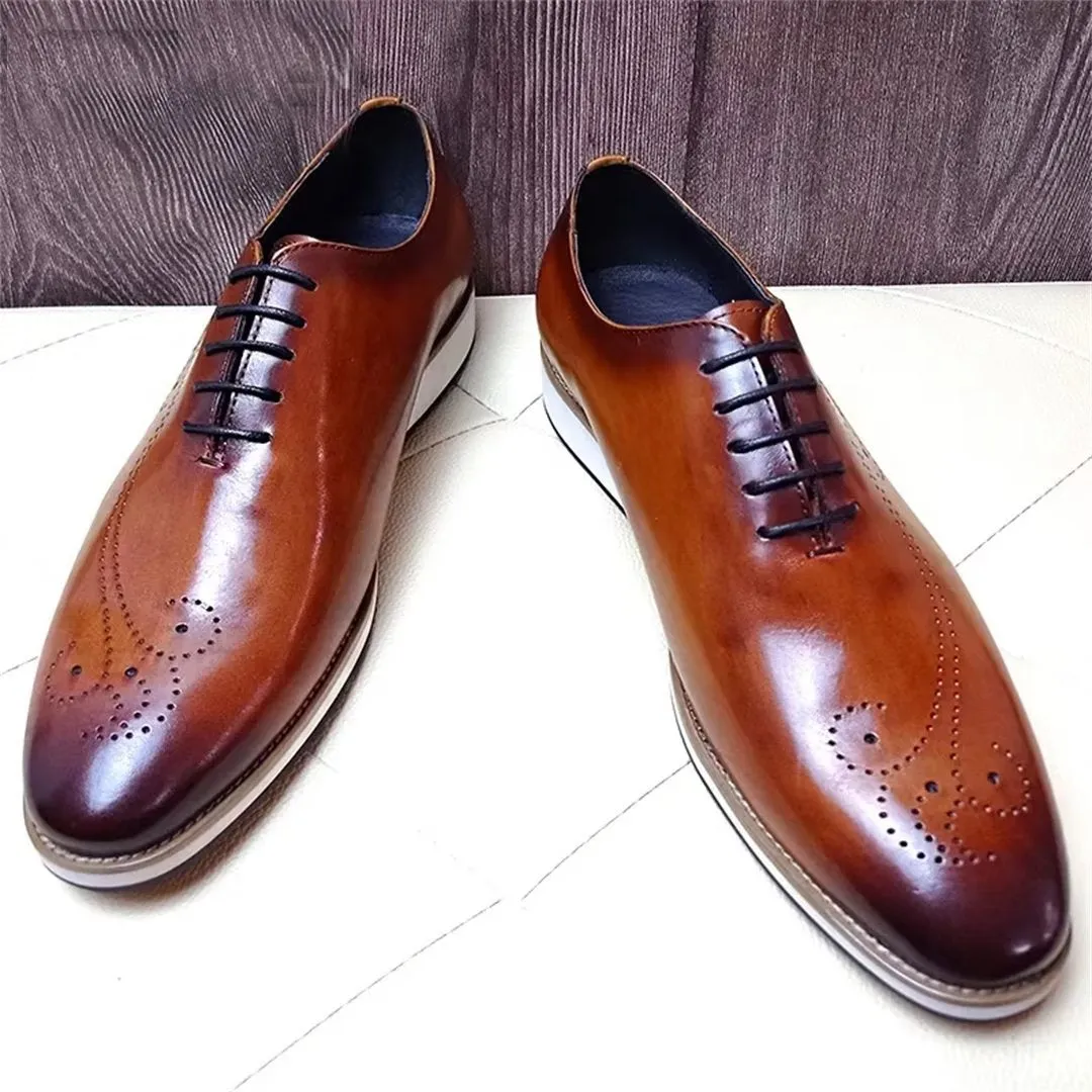 LeatherLux Square Toe Genuine Leather Casual Shoes