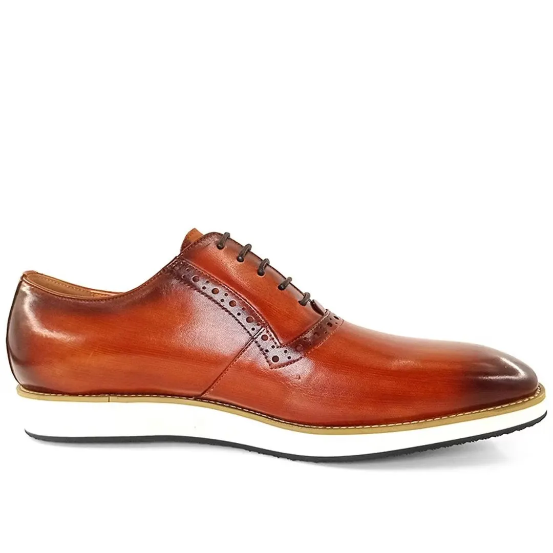 LeatherLux Square Toe Genuine Leather Casual Shoes