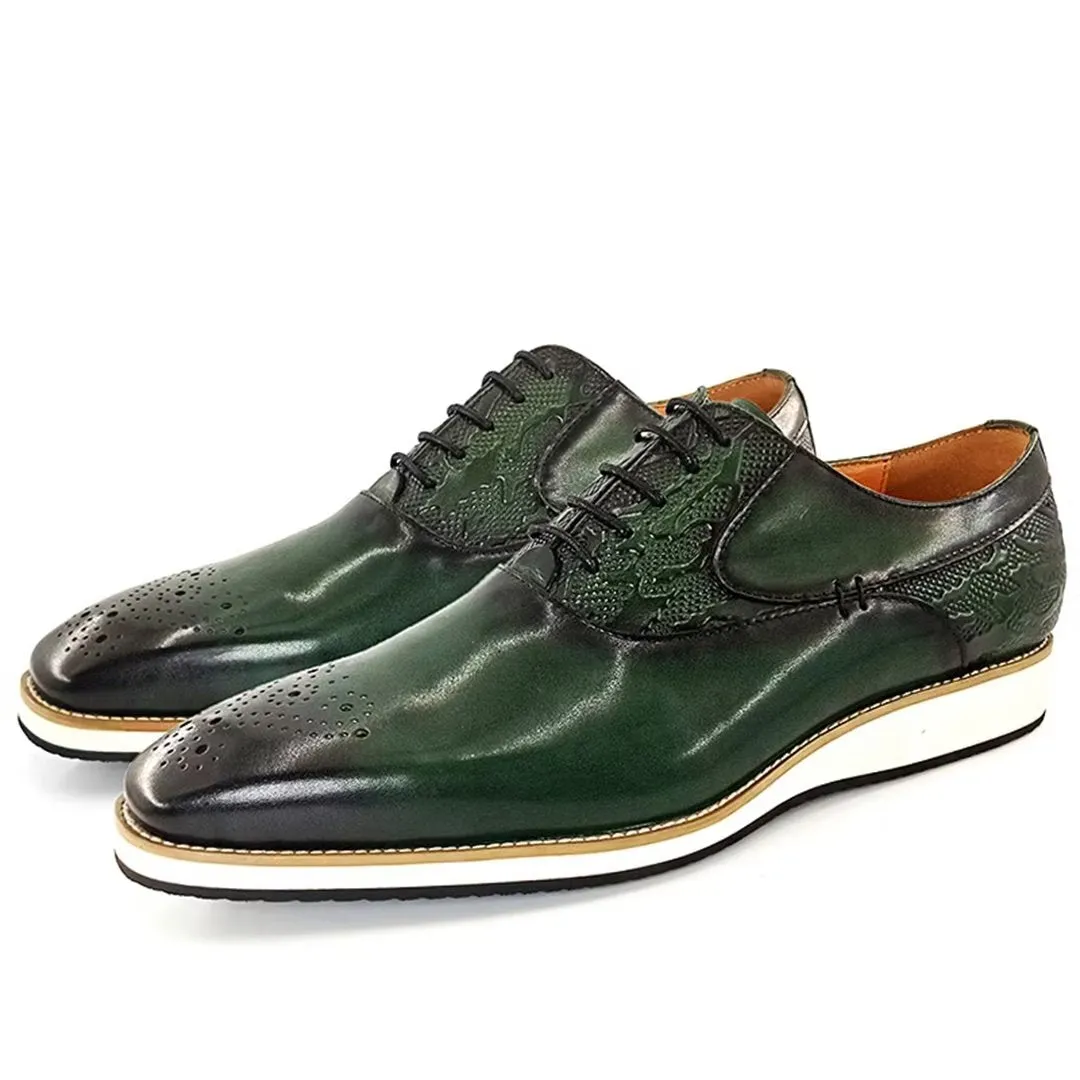 LeatherLux Square Toe Genuine Leather Casual Shoes