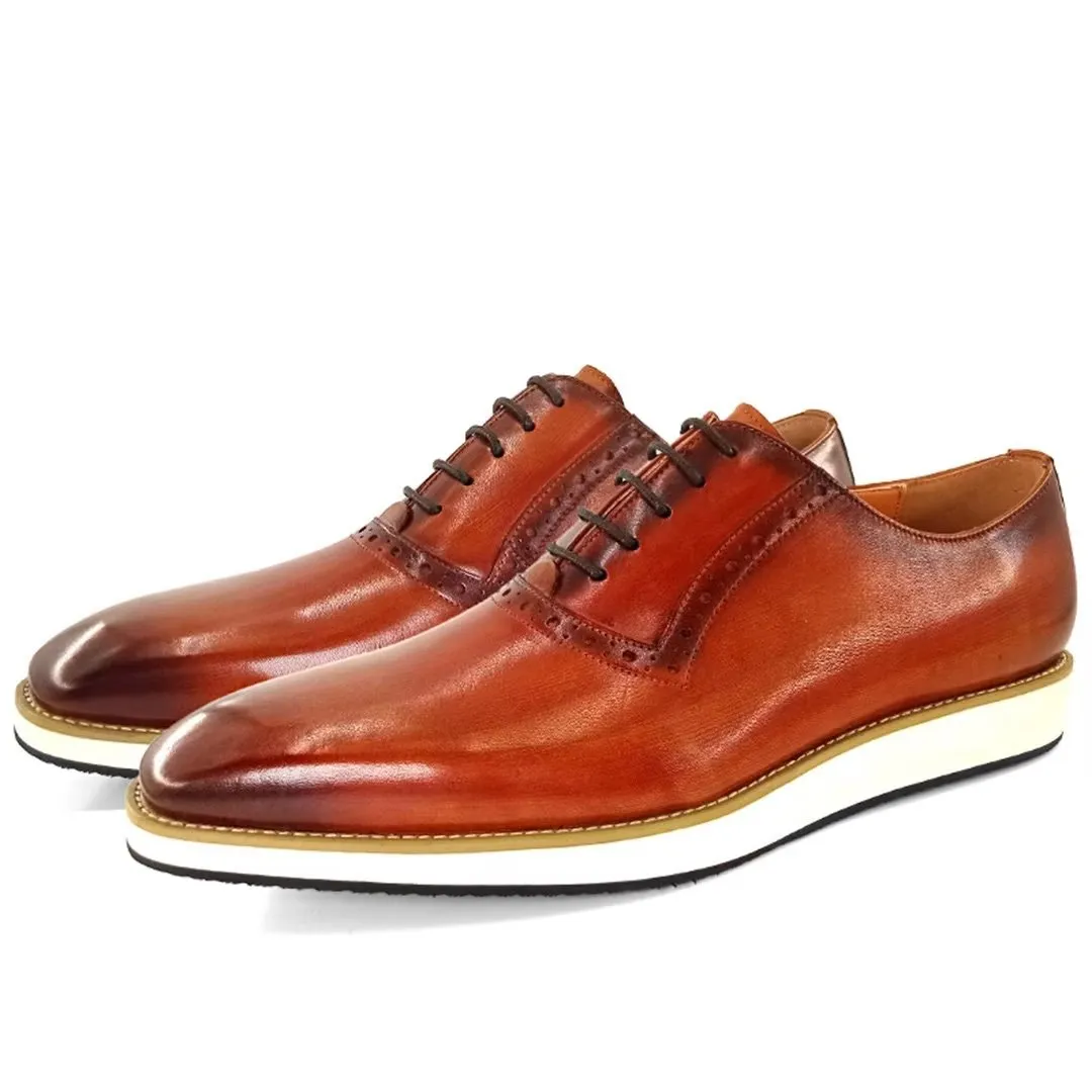 LeatherLux Square Toe Genuine Leather Casual Shoes