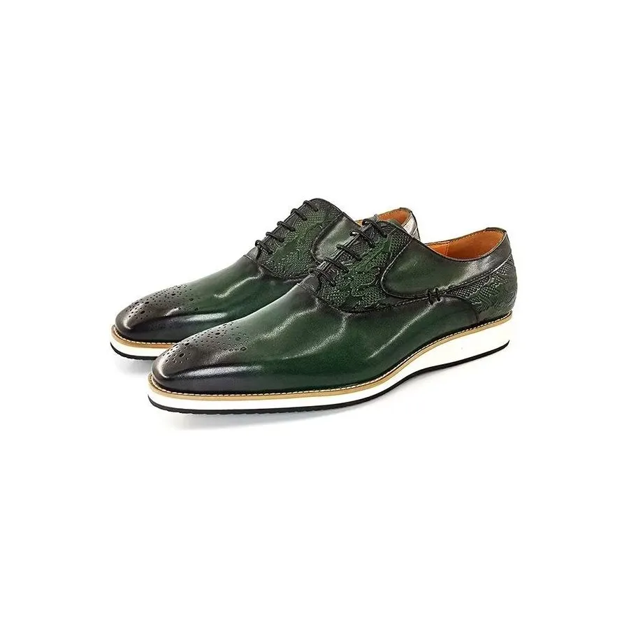 LeatherLux Square Toe Genuine Leather Casual Shoes