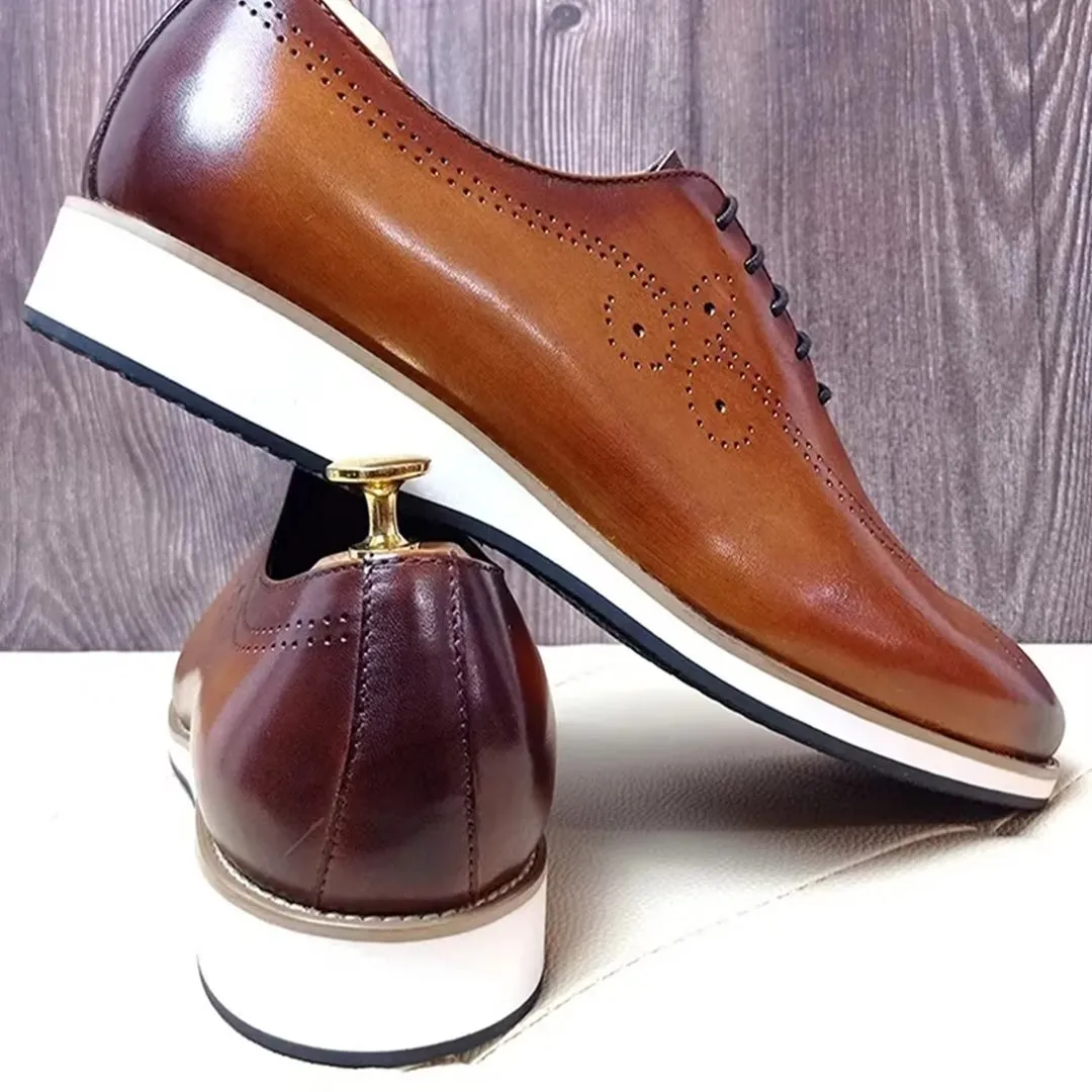 LeatherLux Square Toe Genuine Leather Casual Shoes