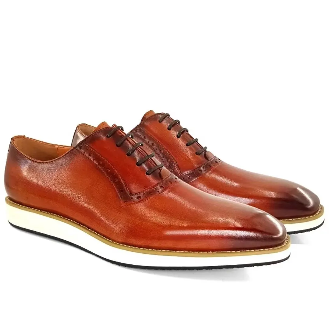 LeatherLux Square Toe Genuine Leather Casual Shoes