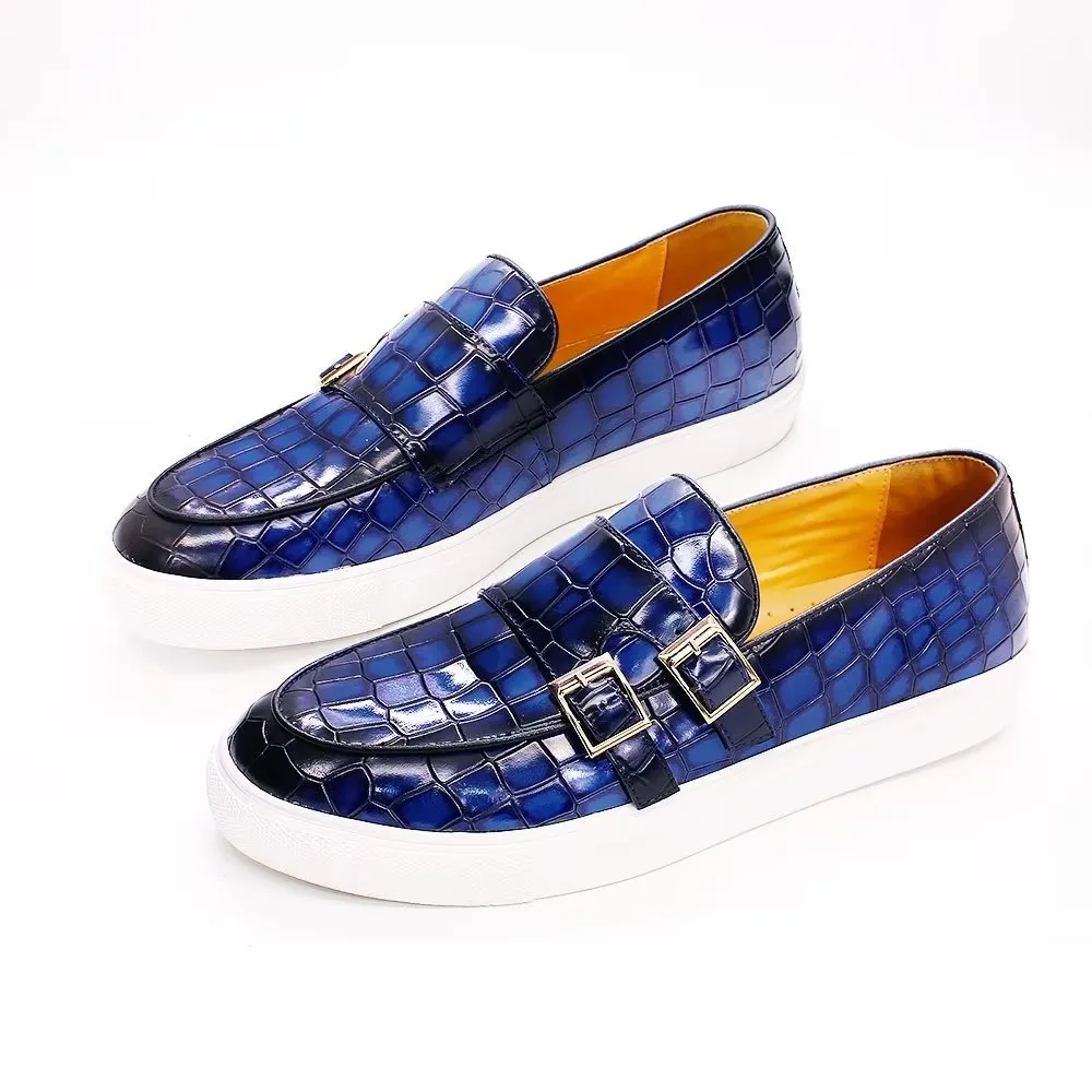 LuxeCroco Handcrafted Crocodile Monkstrap Casual Shoes